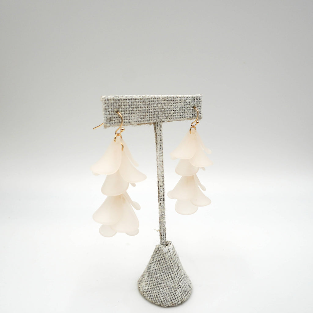 Ivory Resin Flower Drop Statement Earrings