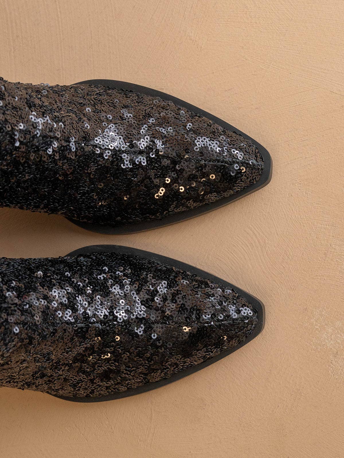 The Jewel Black | Knee High Sequin Boot
