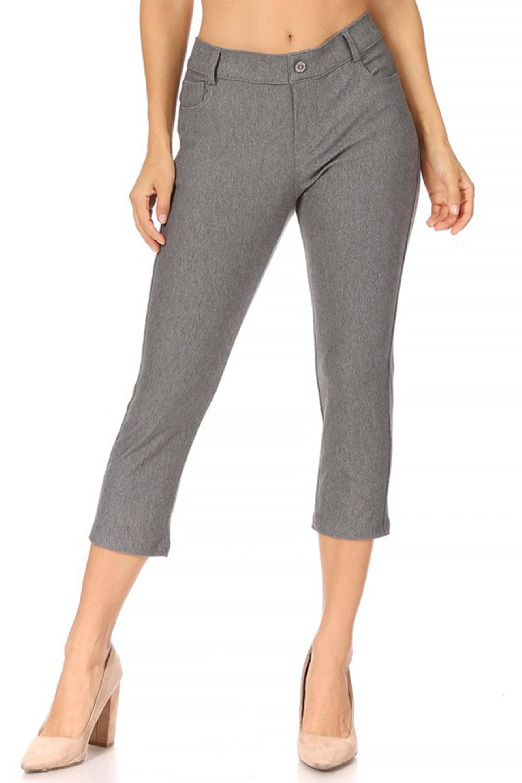 Women's Casual Comfy Slim Pocket Jeggings Capri Pants