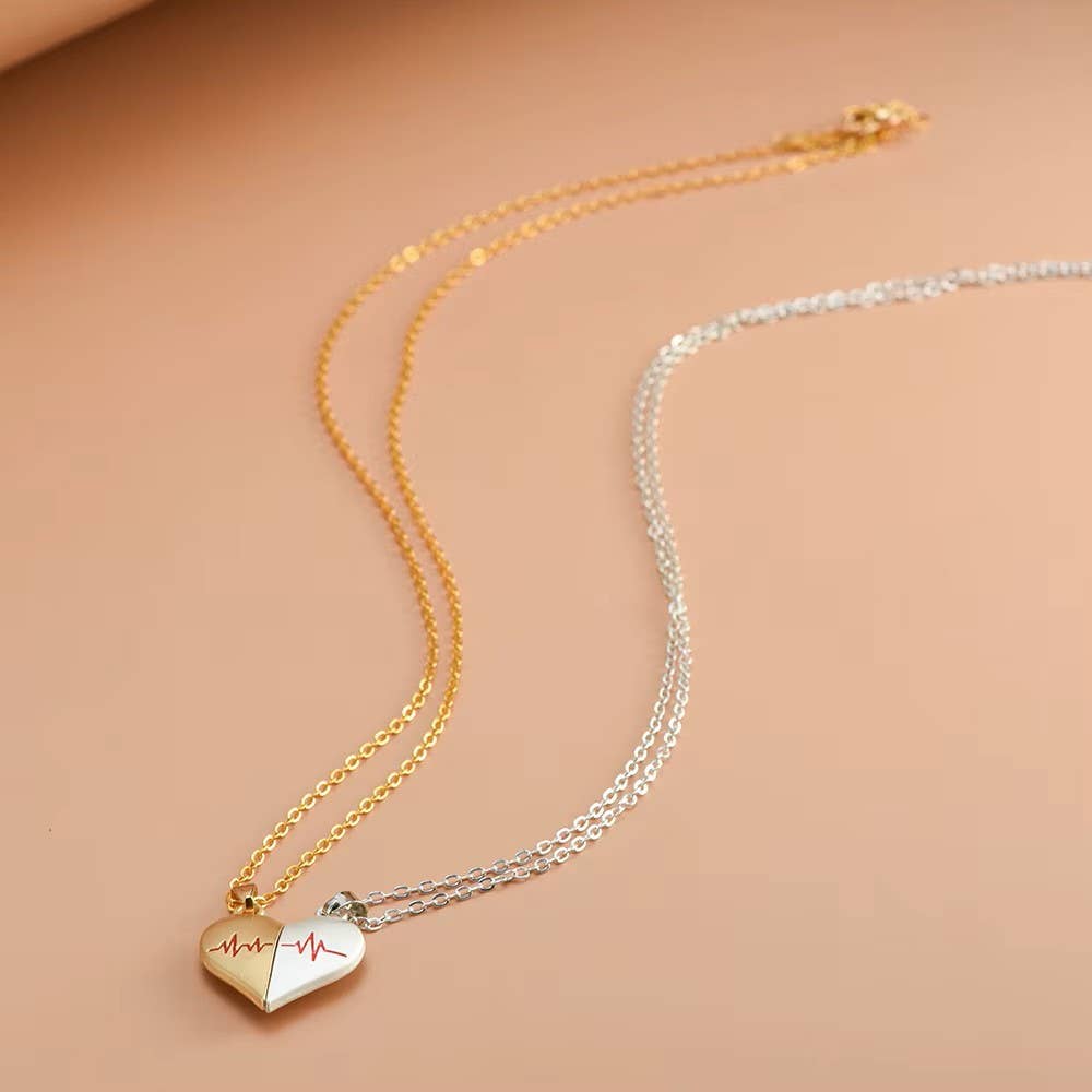 Heartbeat Couple Necklace Matching Love Pendant, Friend,Wife