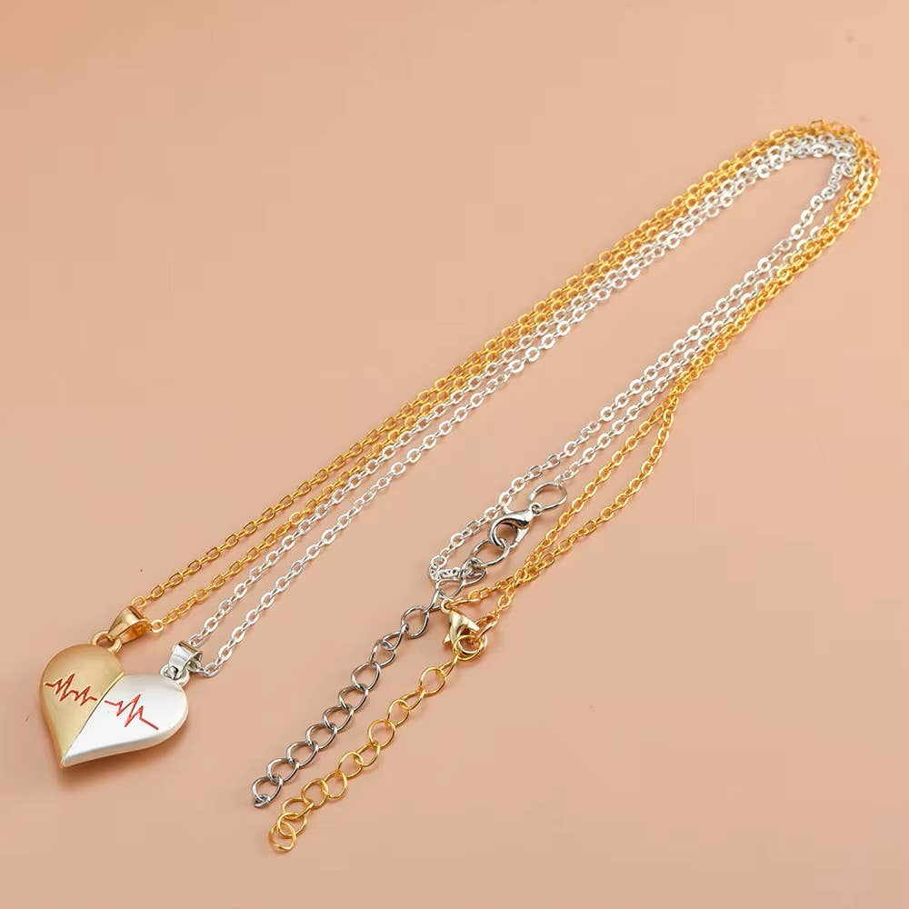 Heartbeat Couple Necklace Matching Love Pendant, Friend,Wife