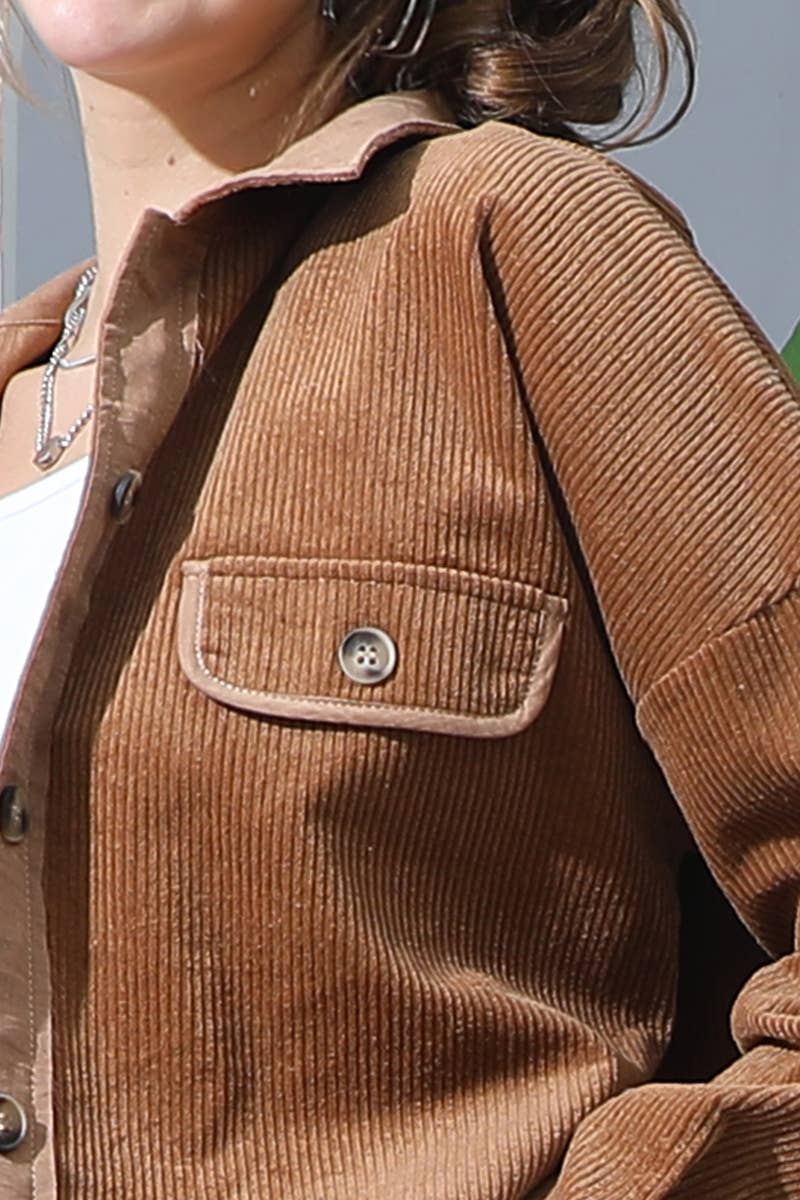 LONG SLEEVE BUTTONED FRONT POCKETS CASUAL SHACKET