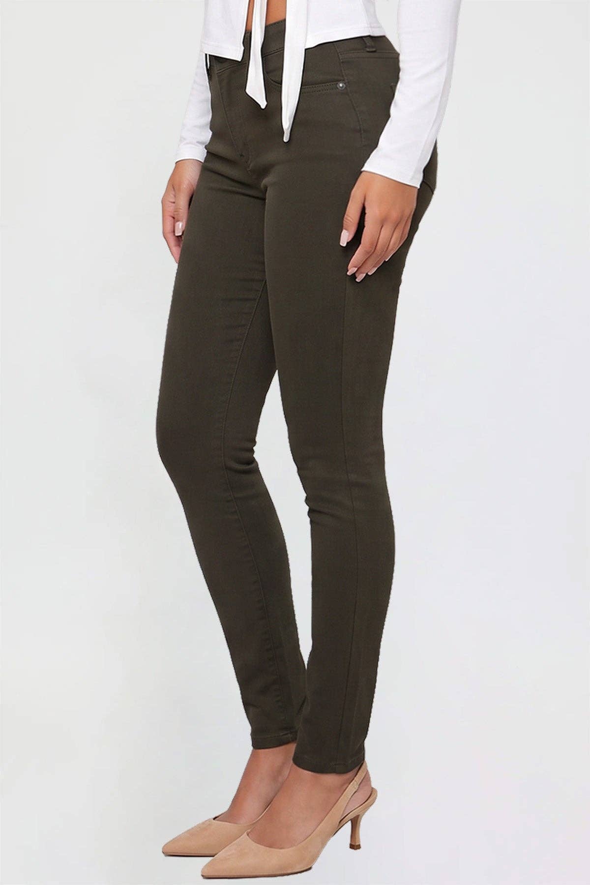 Junior Hyperstretch Mid-Rise Basic Skinny Pants Olive