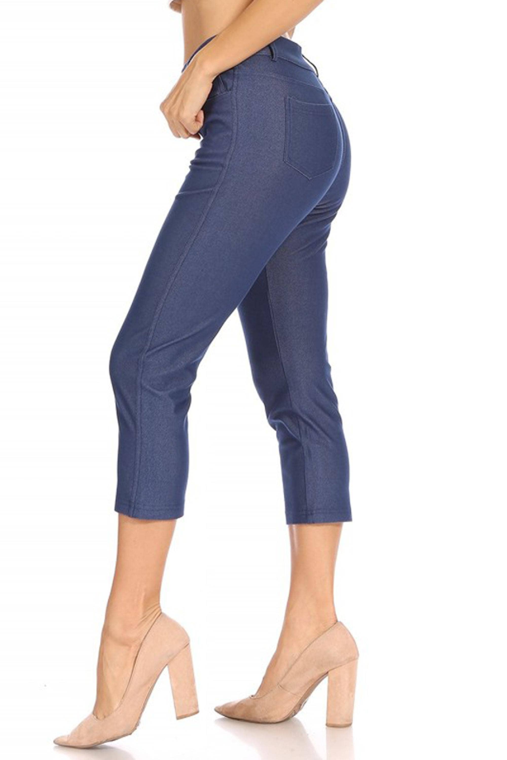 Women's Casual Comfy Slim Pocket Jeggings Capri Pants