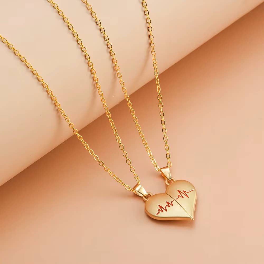 Heartbeat Couple Necklace Matching Love Pendant, Friend,Wife
