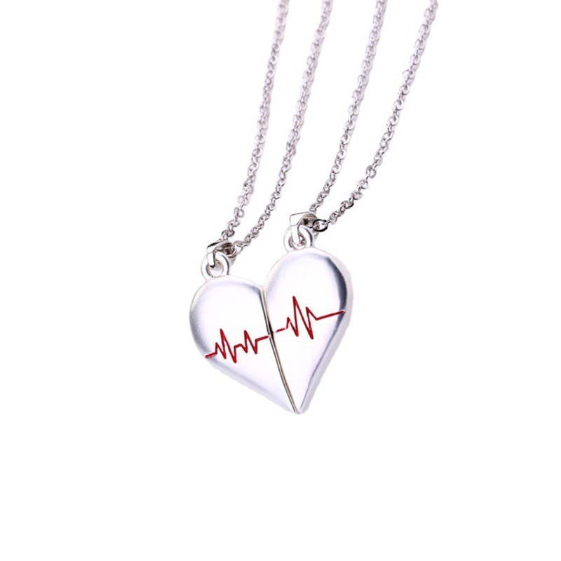 Heartbeat Couple Necklace Matching Love Pendant, Friend,Wife