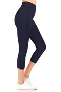 Women's Casual Solid Seamless Capri Leggings