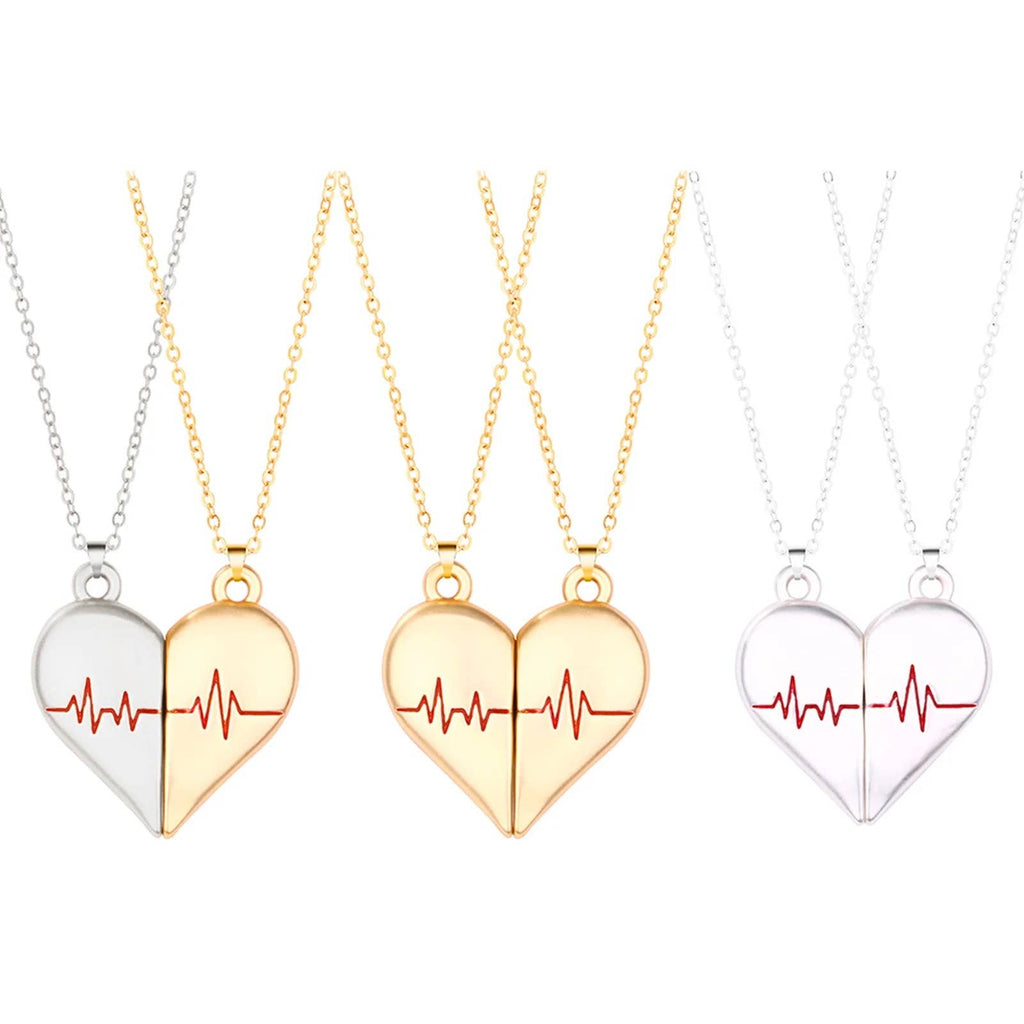 Heartbeat Couple Necklace Matching Love Pendant, Friend,Wife