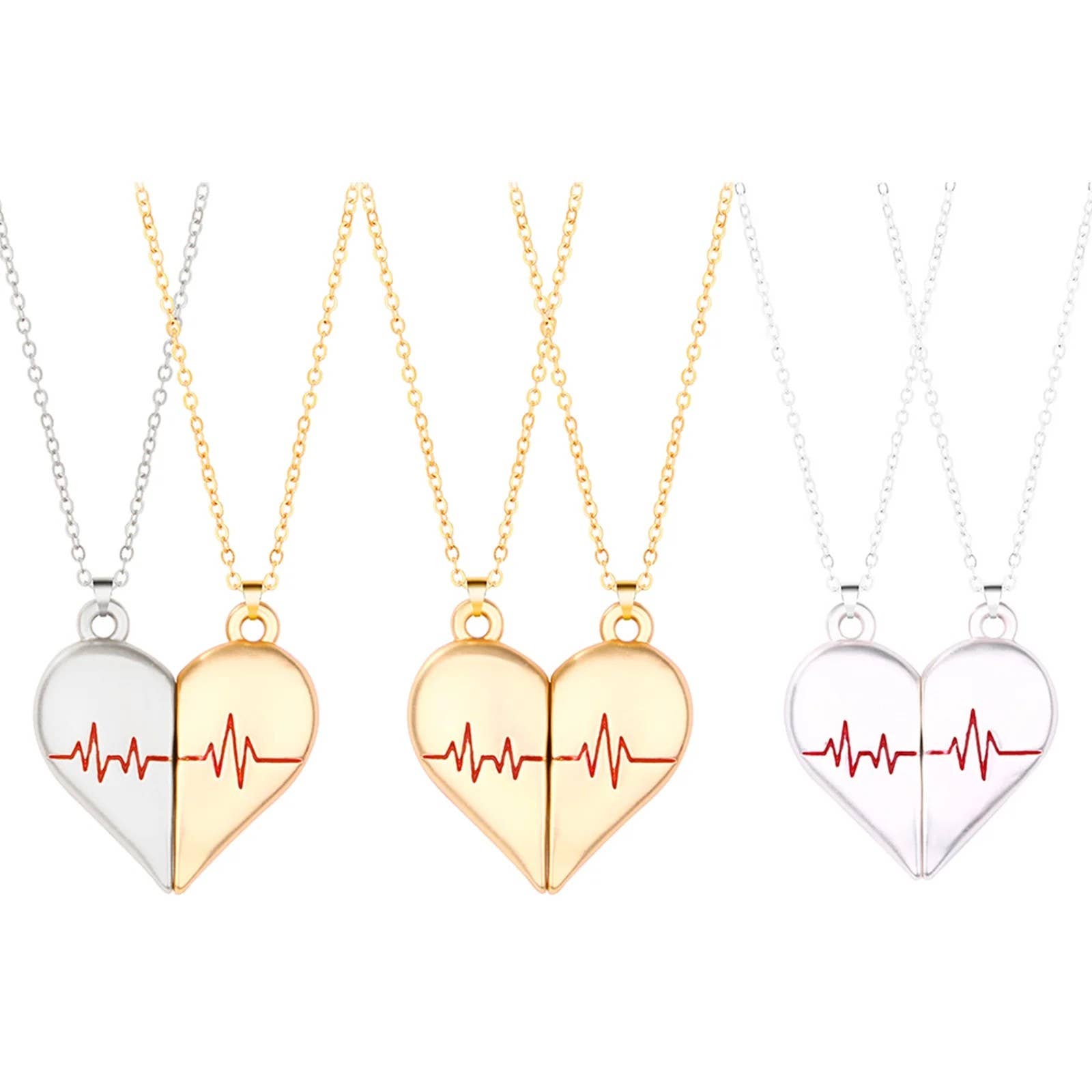 Heartbeat Couple Necklace Matching Love Pendant, Friend,Wife