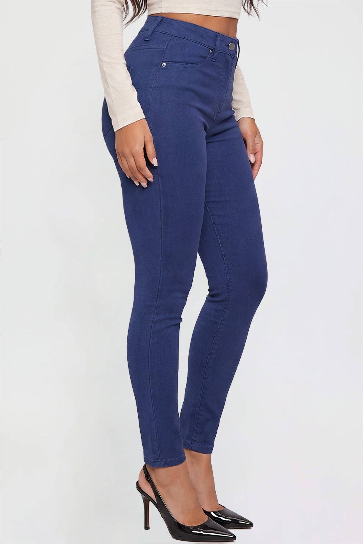 Junior Hyperstretch Basic Skinny Mid-Rise Pants-Navy