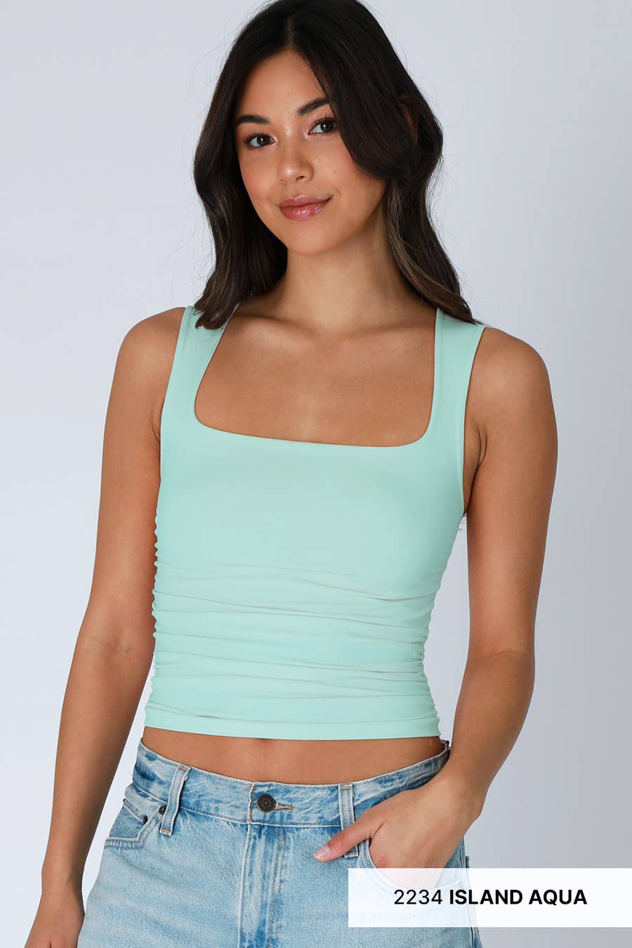 Nikibiki Clean Line Square Shirred Top