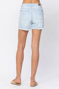 HI-WAIST BLEACH LIGHT CUT OFF SHORTS (XL Only)