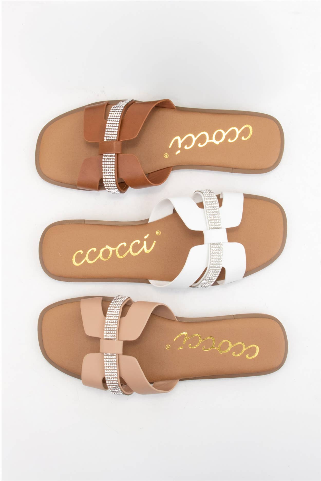 Rhinestone Cross Strap Slide Sandals Elegant Cas