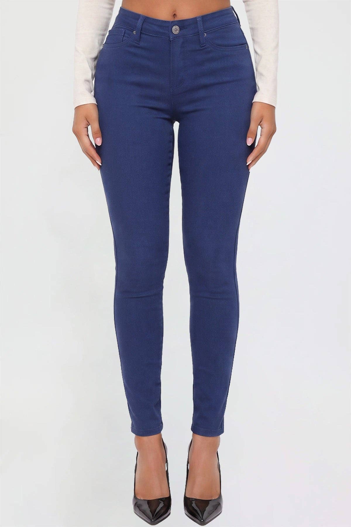 Junior Hyperstretch Basic Skinny Mid-Rise Pants-Navy