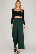 SATIN LONG PANTS WITH PLEATS