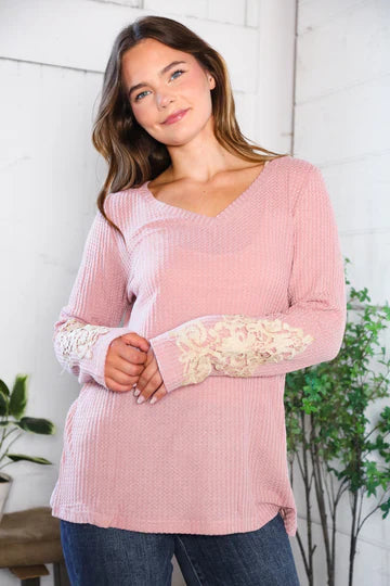 Mauve Thermal Crochet Top