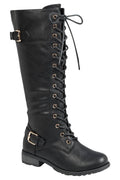 Women's Durable Lace Up Running Boots Knee High Shoes