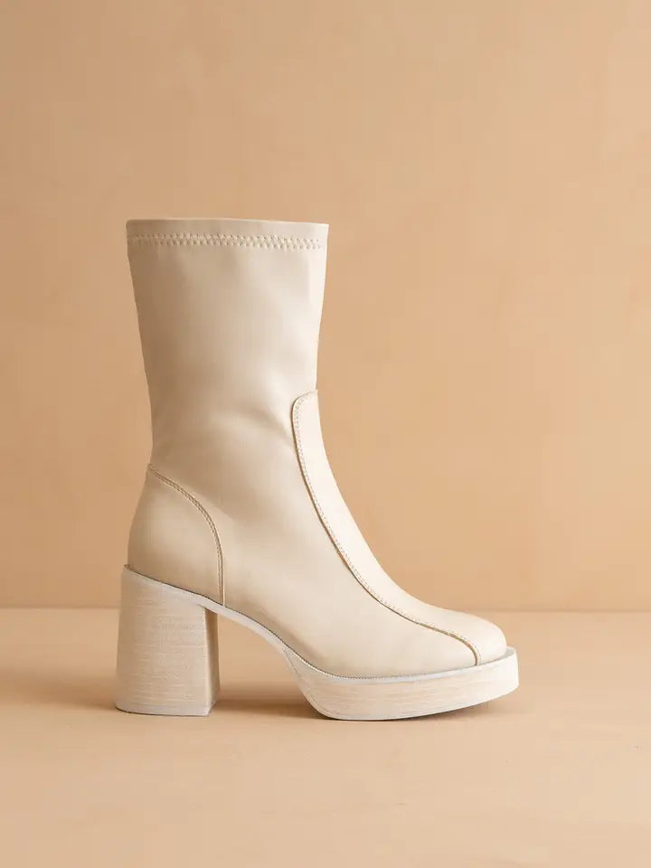 The Josephine Beige | Platform Short Boots Beige