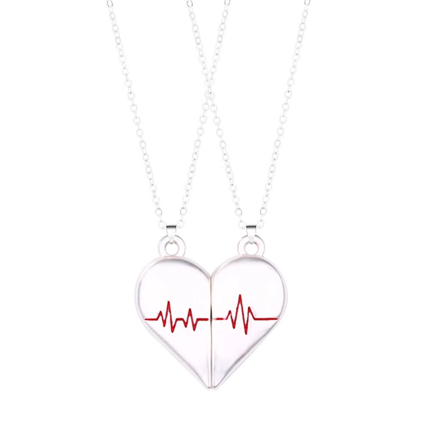Heartbeat Couple Necklace Matching Love Pendant, Friend,Wife