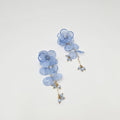 Blue Floral Petal Statement Earrings