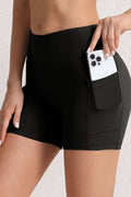 Solid color basic activewear sports yoga shorts with pockets