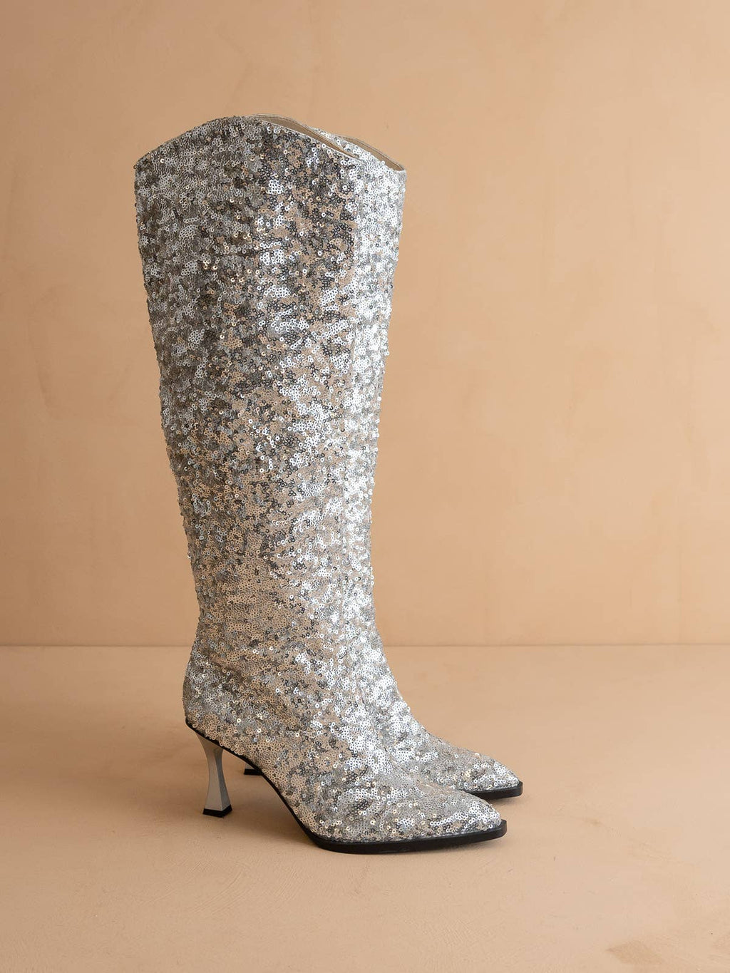 The Jewel Silver | Knee High Sequin Boot