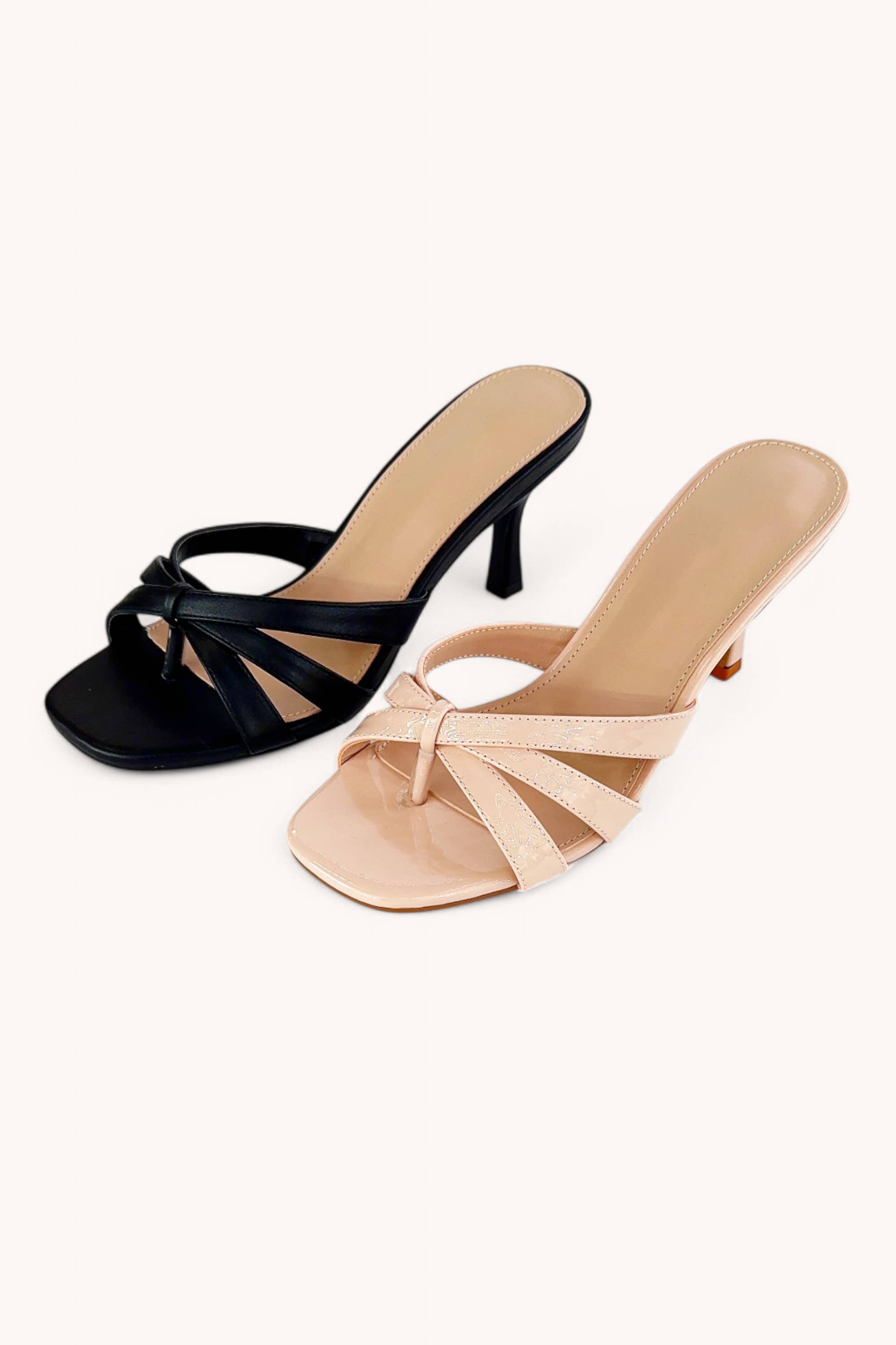 IDEA-61 TRIPLE CROSS STRAP KITTEN HEEL MULE