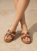 Rhinestone Cross Strap Slide Sandals Elegant Cas