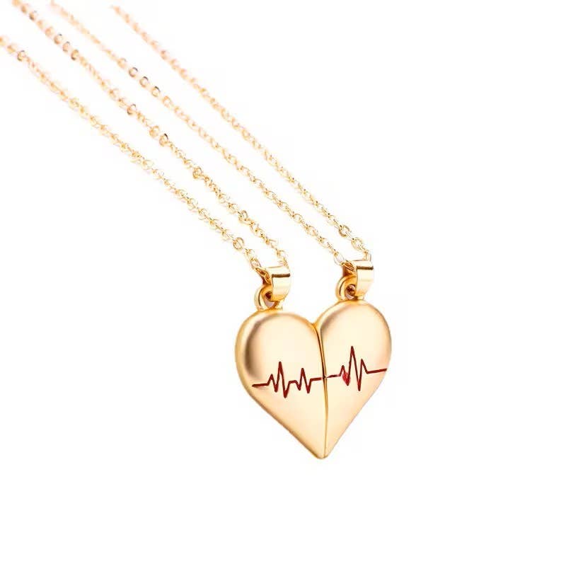 Heartbeat Couple Necklace Matching Love Pendant, Friend,Wife