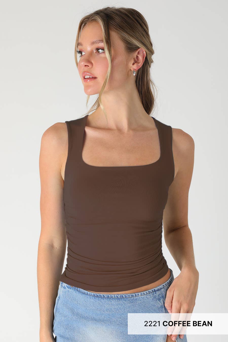 Nikibiki Clean Line Square Shirred Top