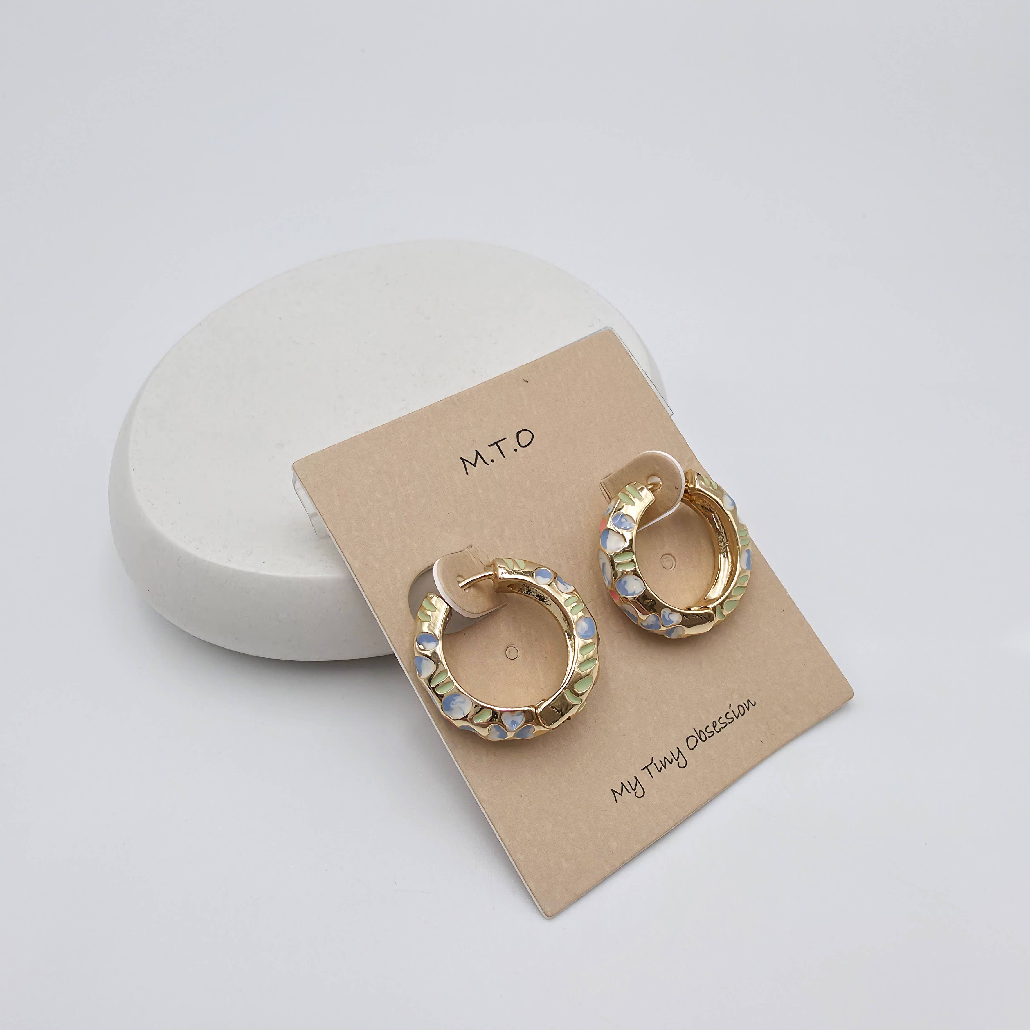 Pastel Enamel Hoop Earrings