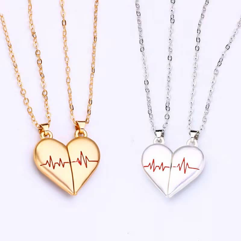 Heartbeat Couple Necklace Matching Love Pendant, Friend,Wife