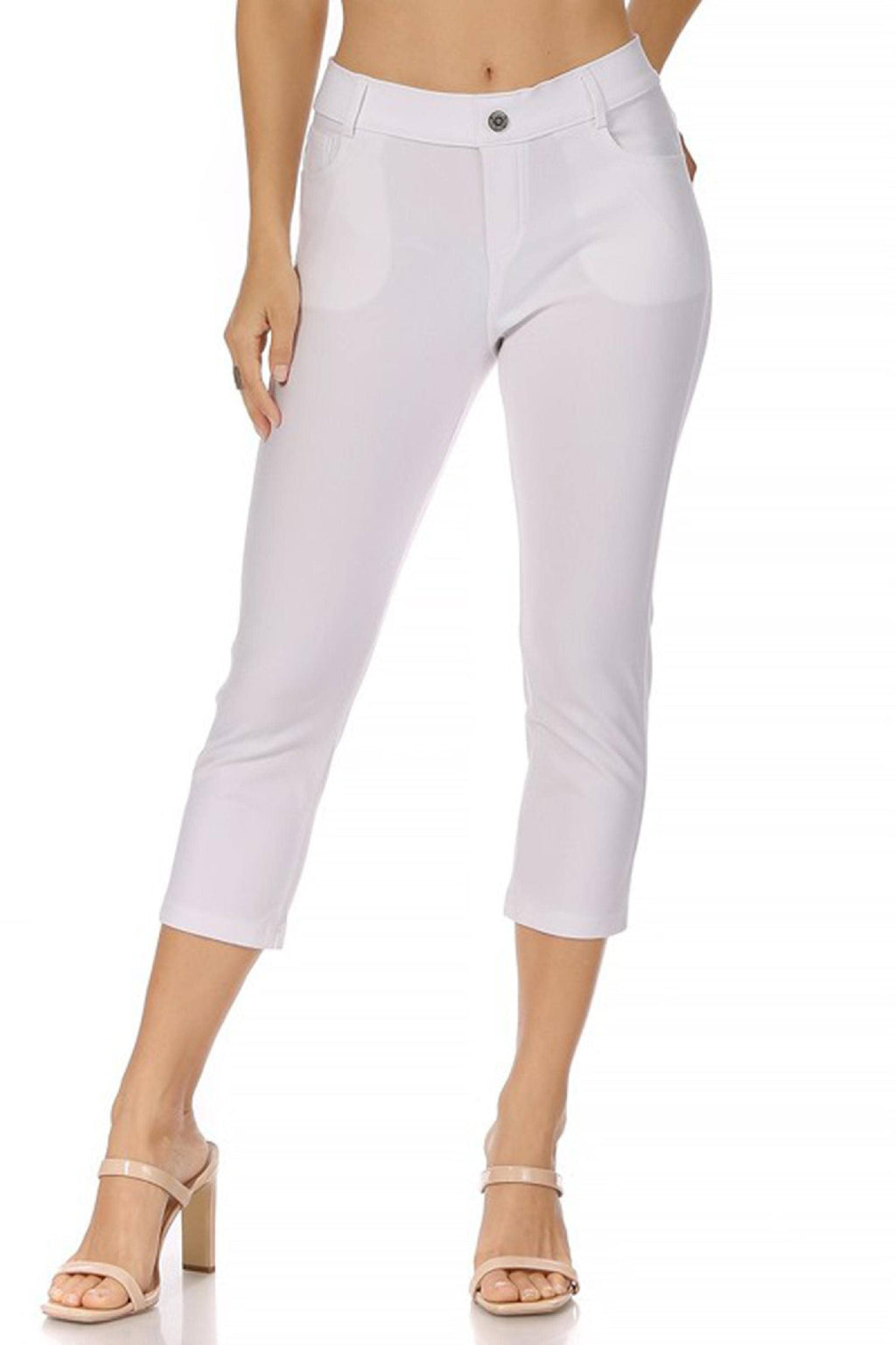 Women's Casual Comfy Slim Pocket Jeggings Capri Pants