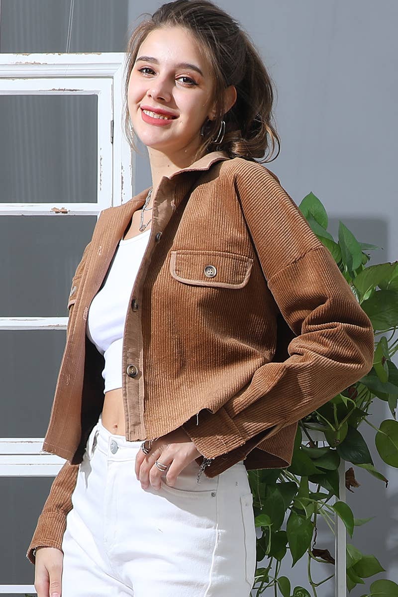 LONG SLEEVE BUTTONED FRONT POCKETS CASUAL SHACKET