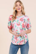 FLORAL PRINT BACK ZIPPER TOP