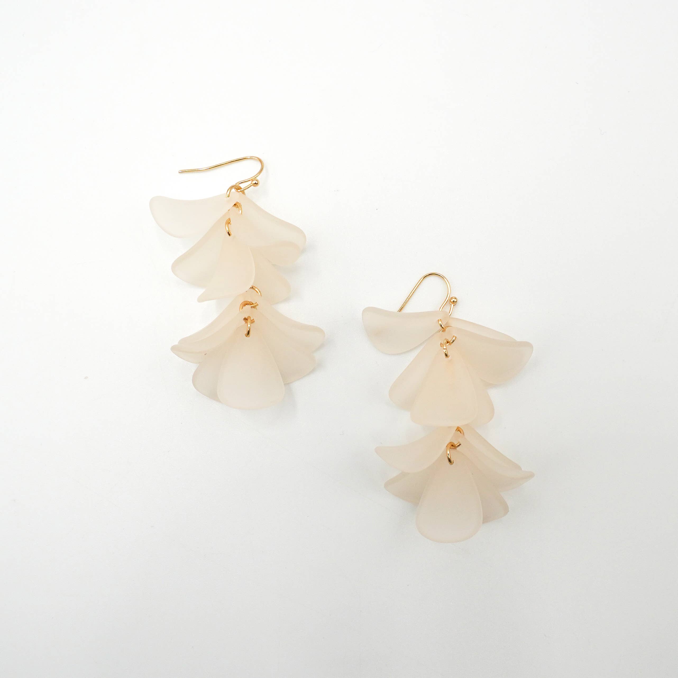 Ivory Resin Flower Drop Statement Earrings
