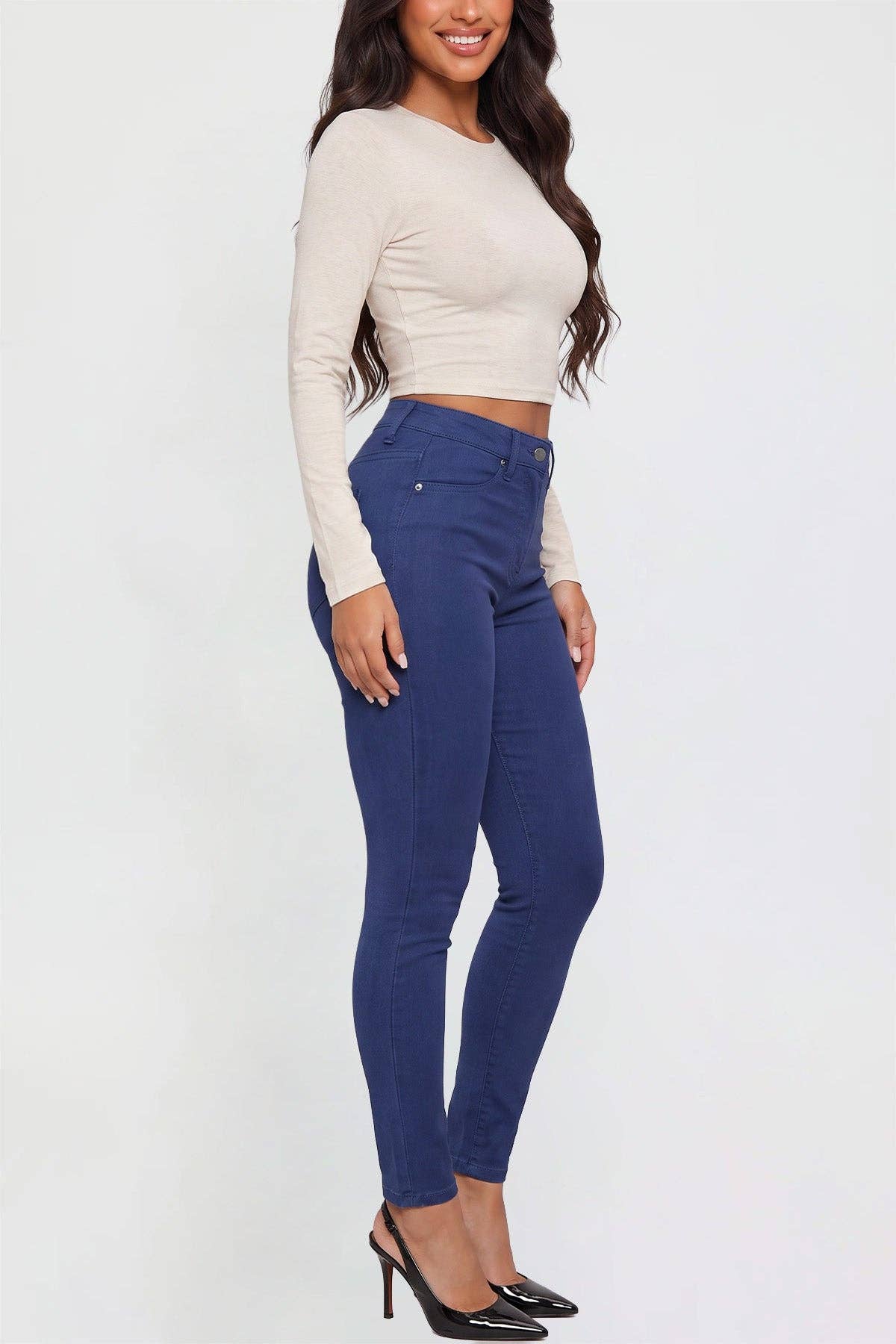 Junior Hyperstretch Basic Skinny Mid-Rise Pants-Navy