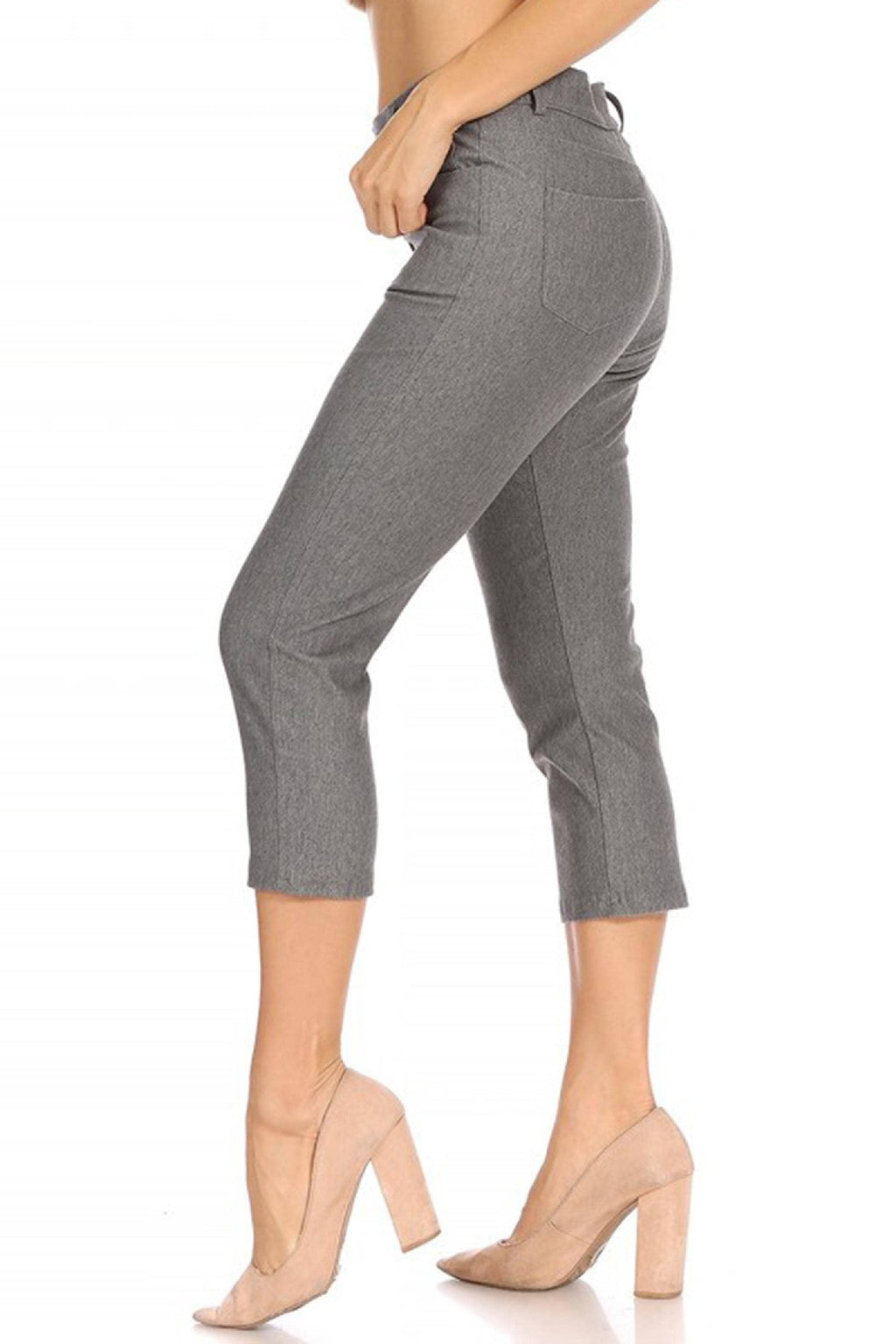 Women's Casual Comfy Slim Pocket Jeggings Capri Pants