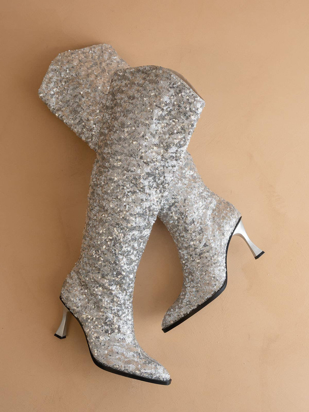 The Jewel Silver | Knee High Sequin Boot