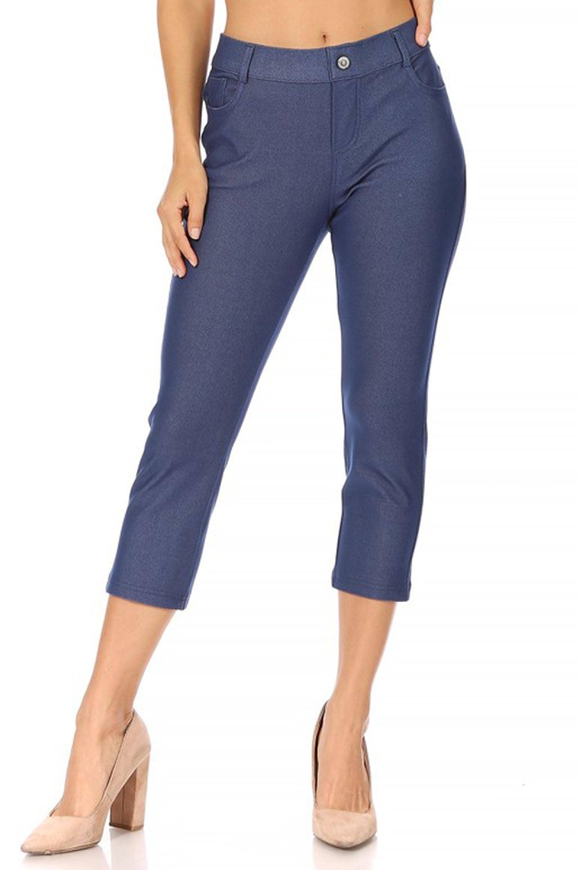 Women's Casual Comfy Slim Pocket Jeggings Capri Pants