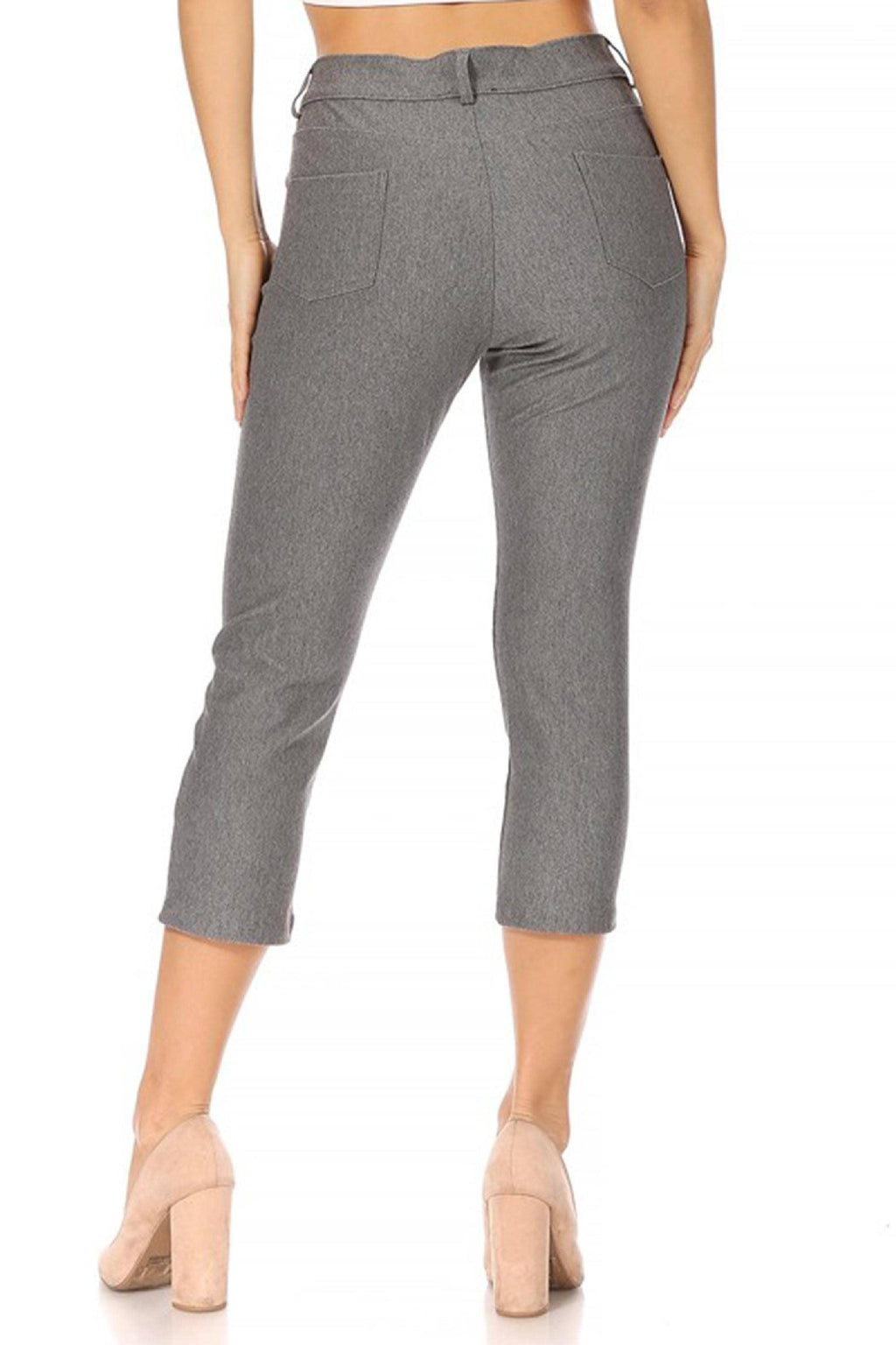 Women's Casual Comfy Slim Pocket Jeggings Capri Pants