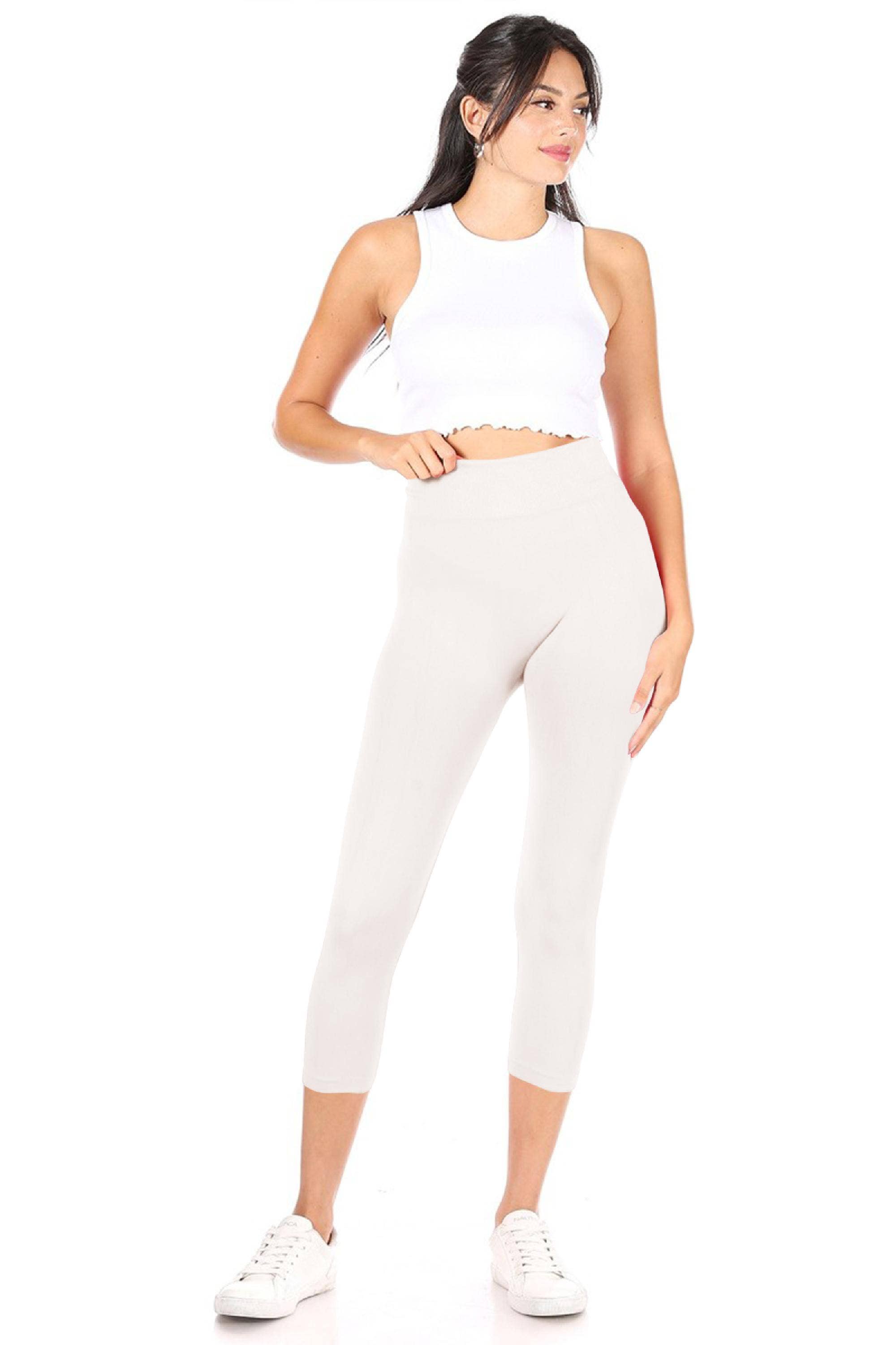 Women's Casual Solid Seamless Capri Leggings