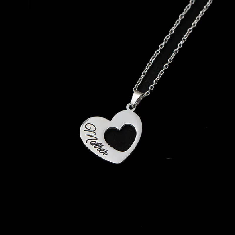 Mother Daughter Heart Necklace Set Matching Jewelry Pendant