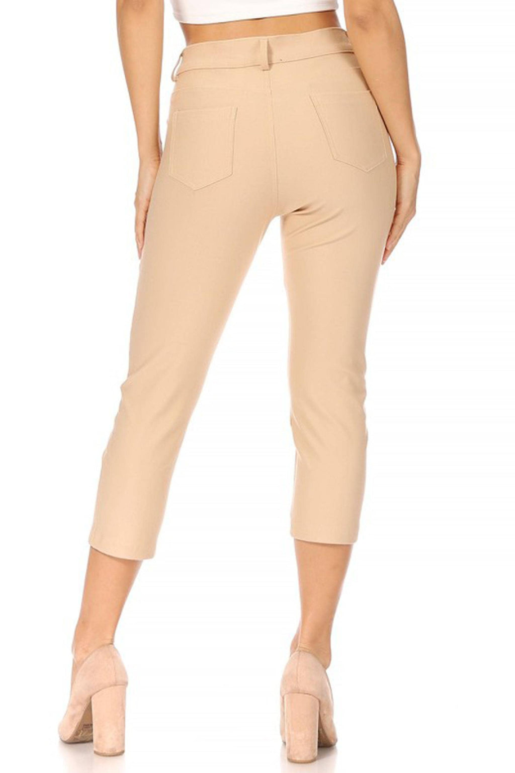Women's Casual Comfy Slim Pocket Jeggings Capri Pants