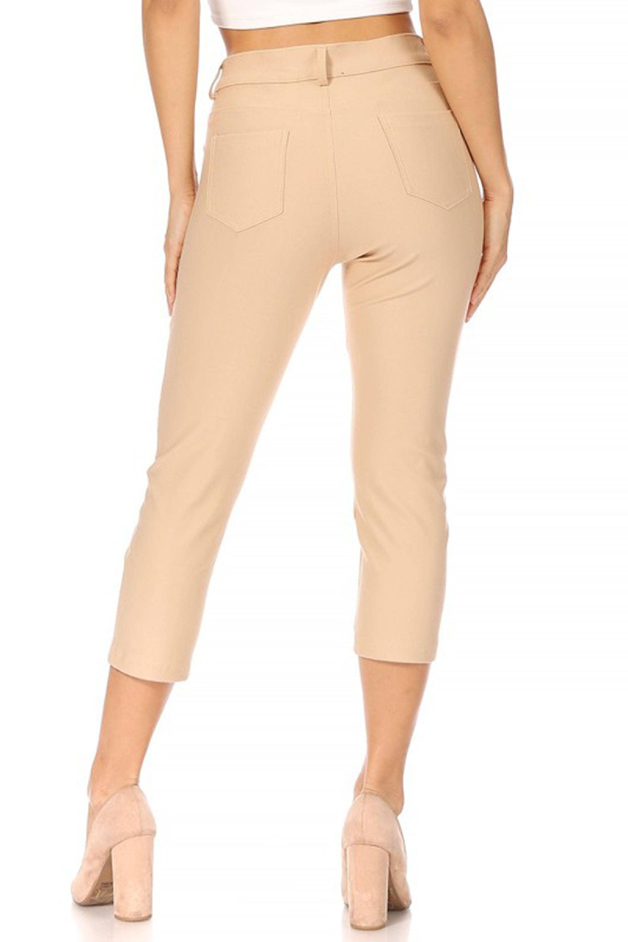 Women's Casual Comfy Slim Pocket Jeggings Capri Pants