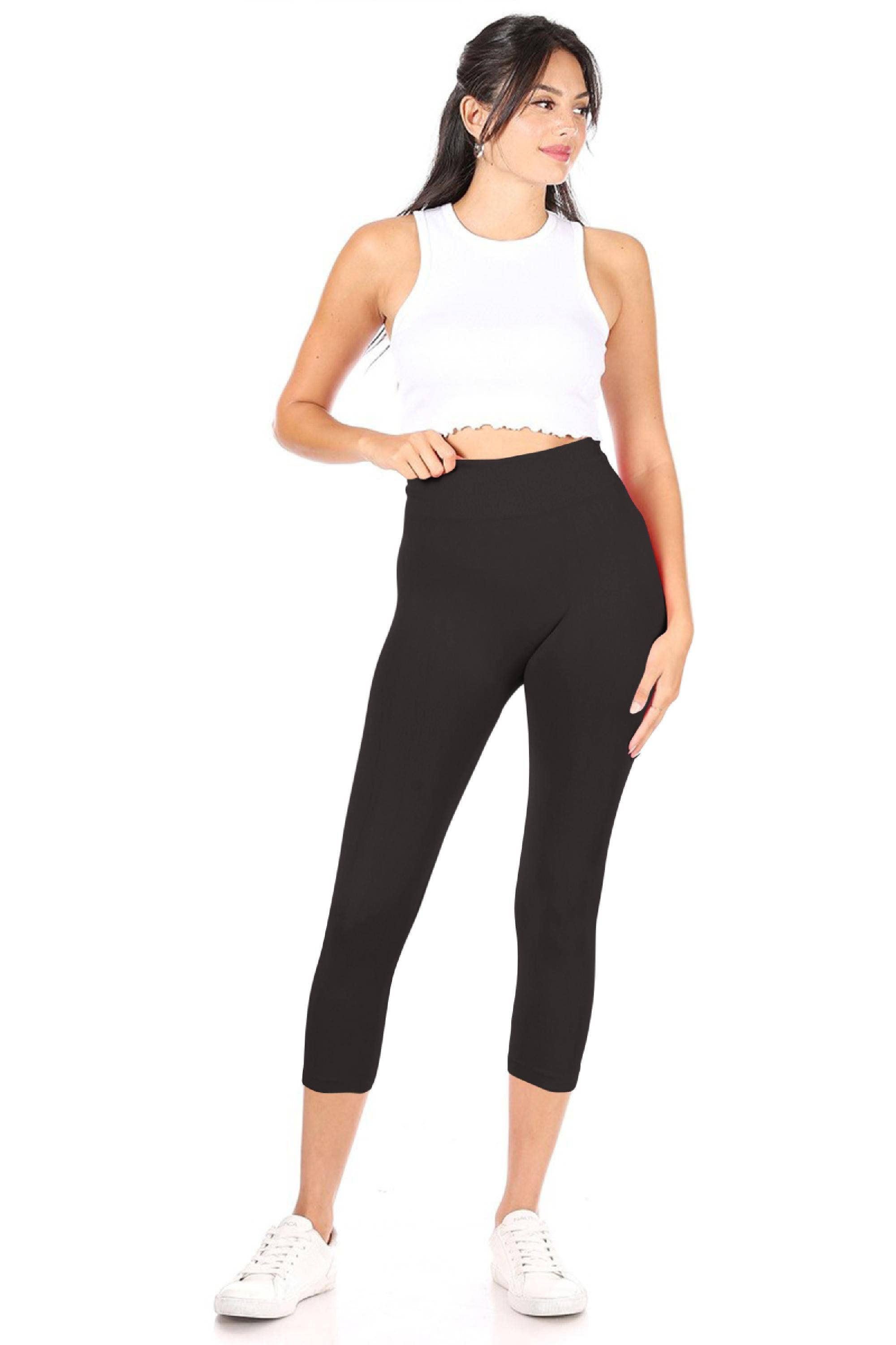 Women's Casual Solid Seamless Capri Leggings