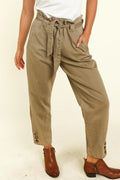 PAPER BACK BELTED HIGH WAIST PANTS