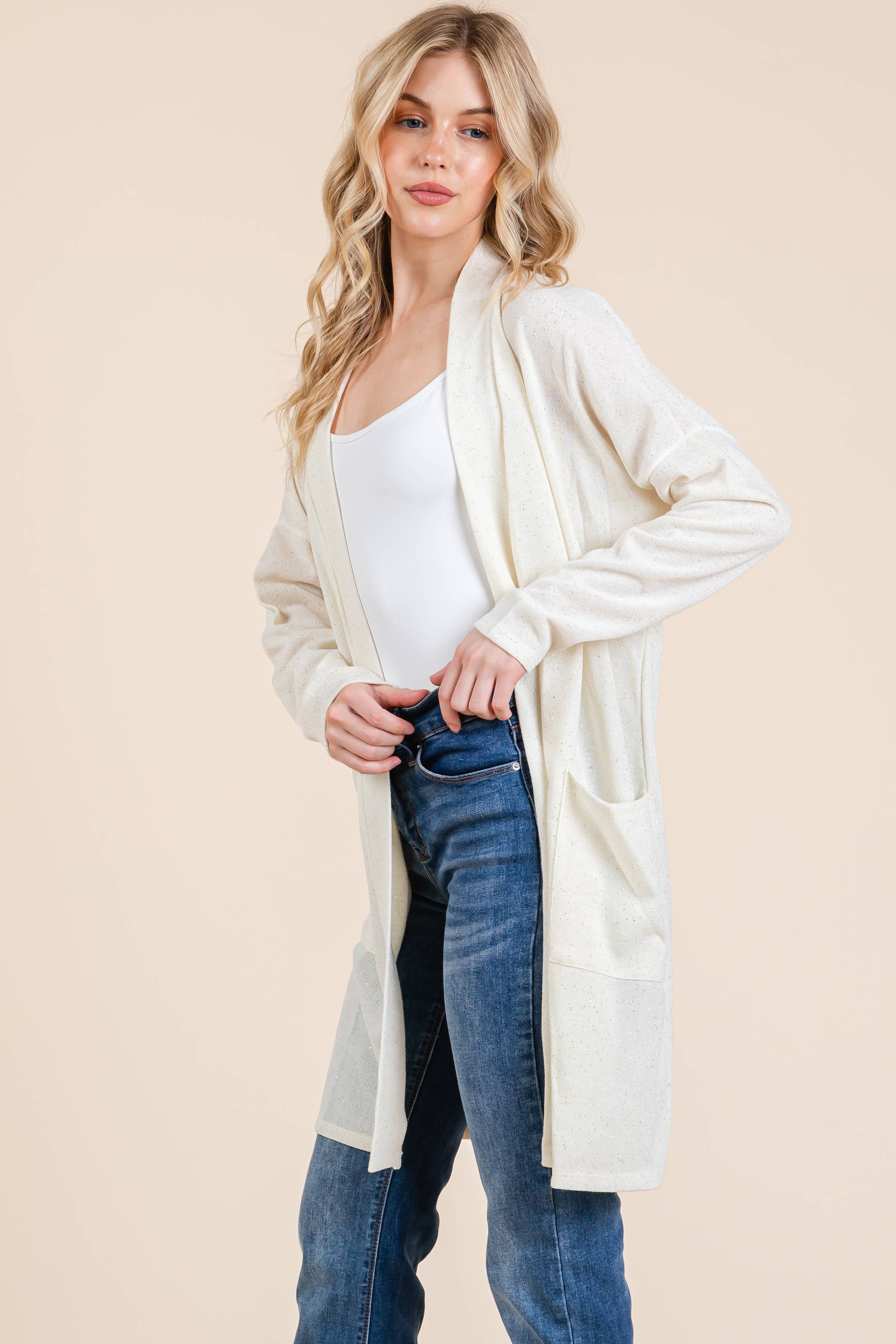 OPEN FRONT CARDIGAN