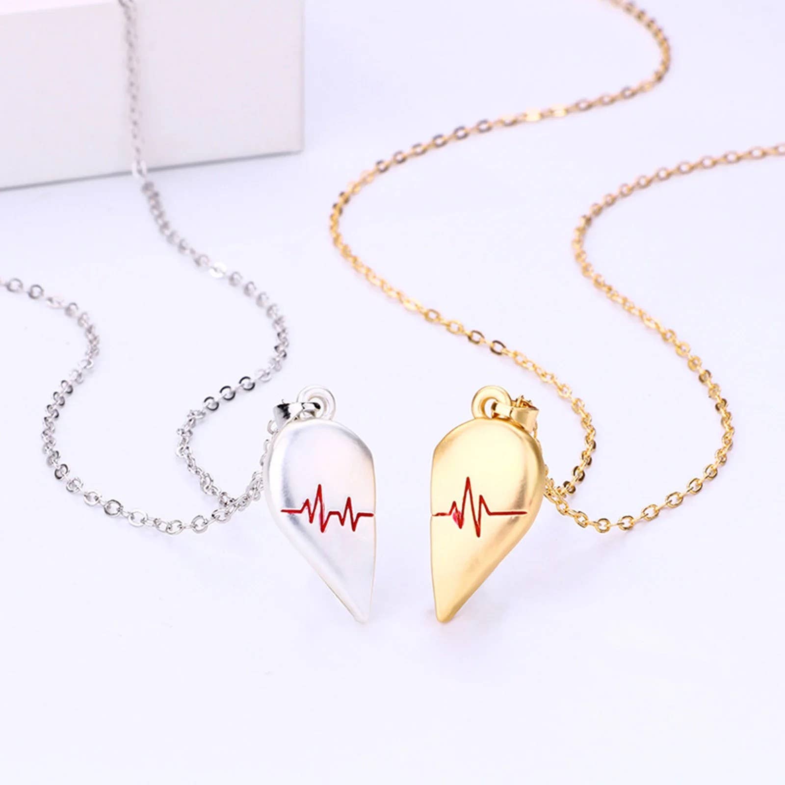 Heartbeat Couple Necklace Matching Love Pendant, Friend,Wife