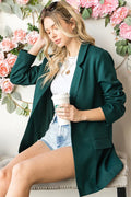 Hunter Green Textured Lined Blazer